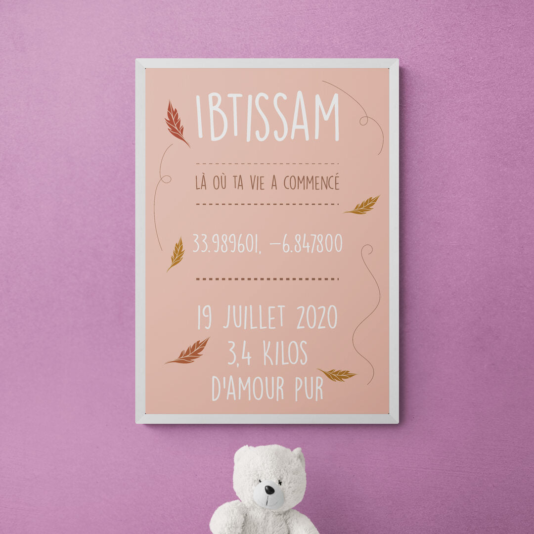 Tableau nouveau né là ou ta vie a commencé - Filles