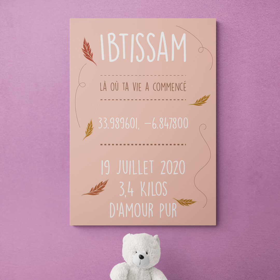 Tableau nouveau né là ou ta vie a commencé - Filles